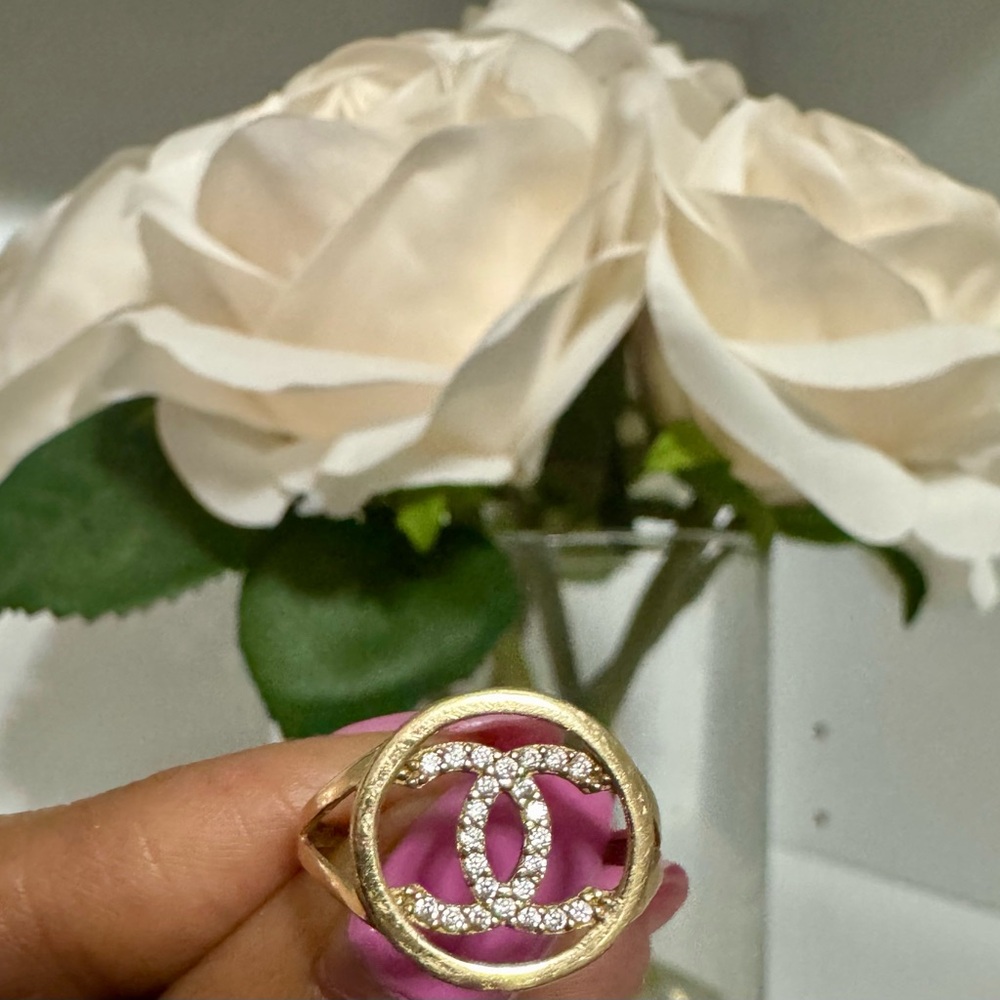 CHANEL Gold and Silver Ring with Iconic Interlocking C Design